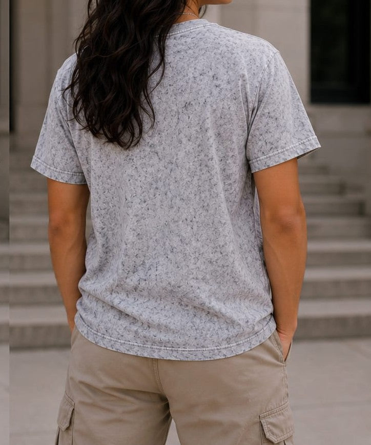 WHITE PLAIN ACID WASH T-SHIRT