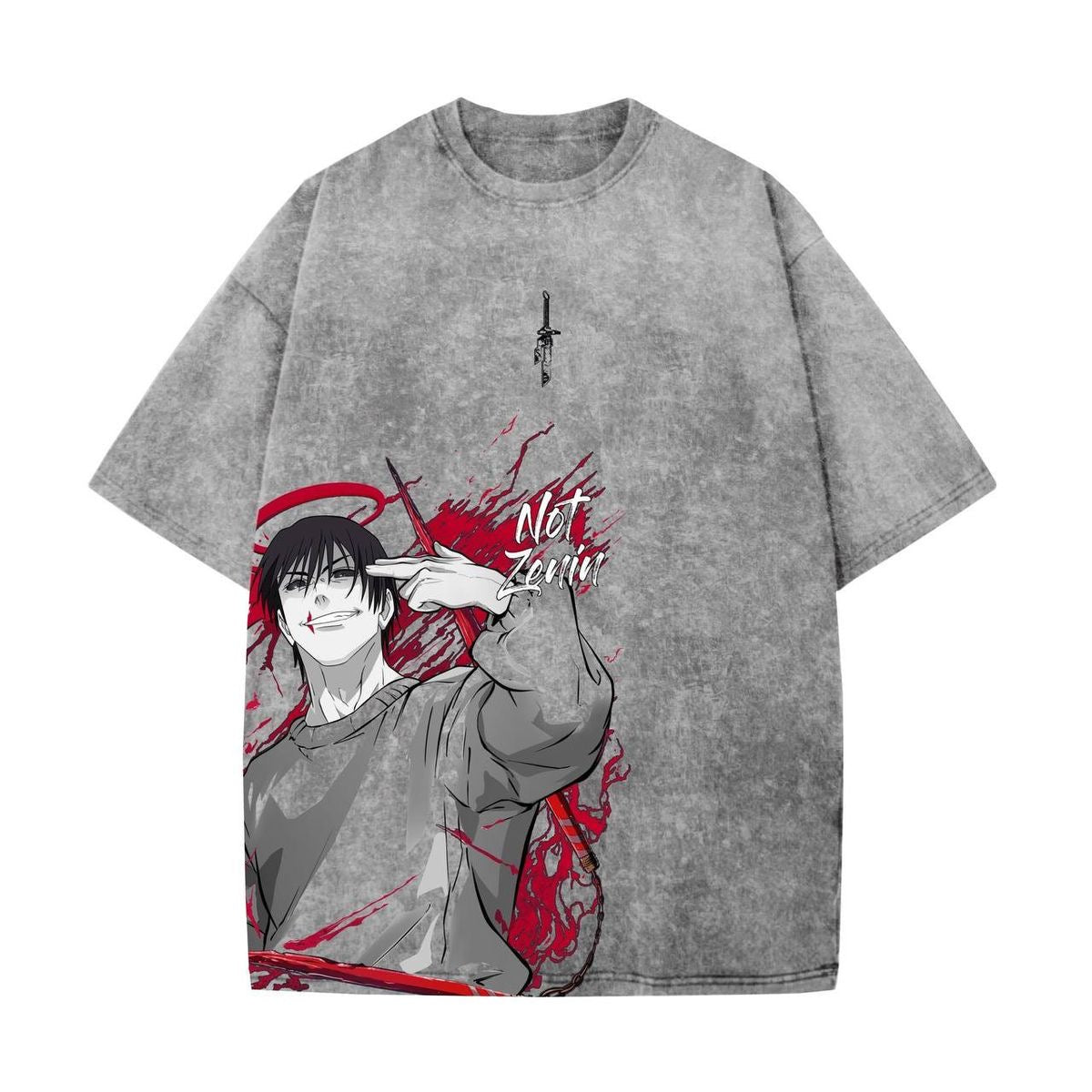 Not Zenin Acid Wash Anime Oversized T-Shirt