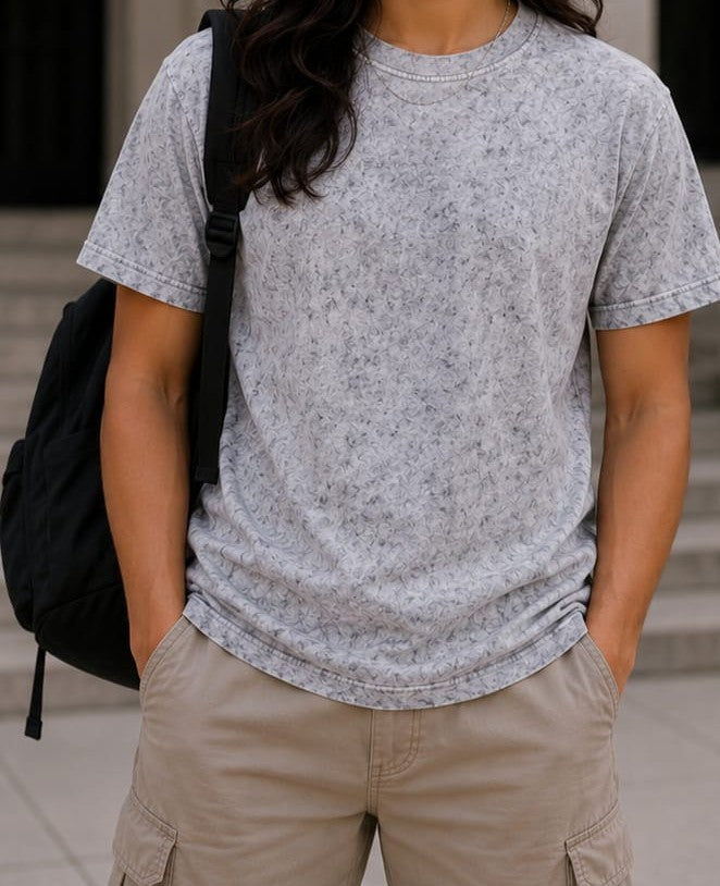 WHITE PLAIN ACID WASH T-SHIRT