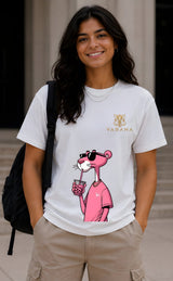 Pink Panther Bubble Tea Graphic T-Shirt