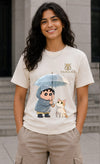 Cute Umbrella & Kitten Graphic T-Shirt